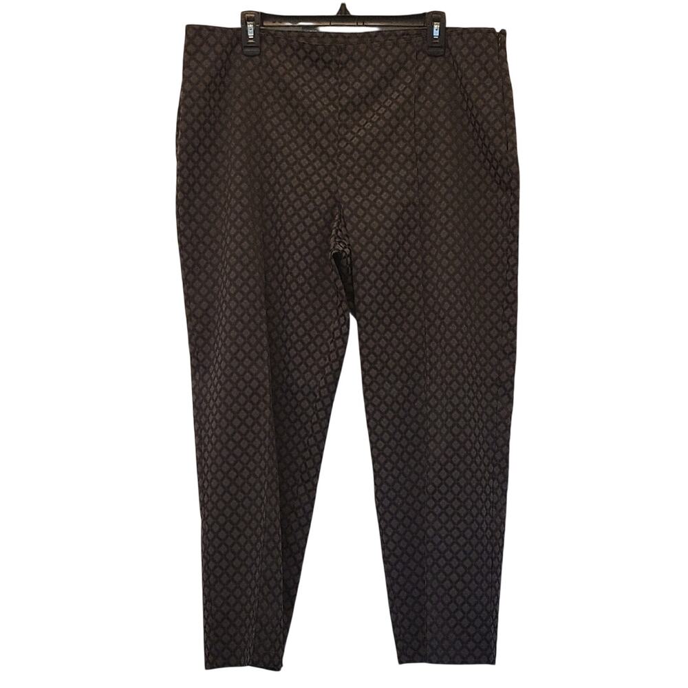 St. John Women's Geometric Blue & Gray Dress Pants Size 16 Side Zip